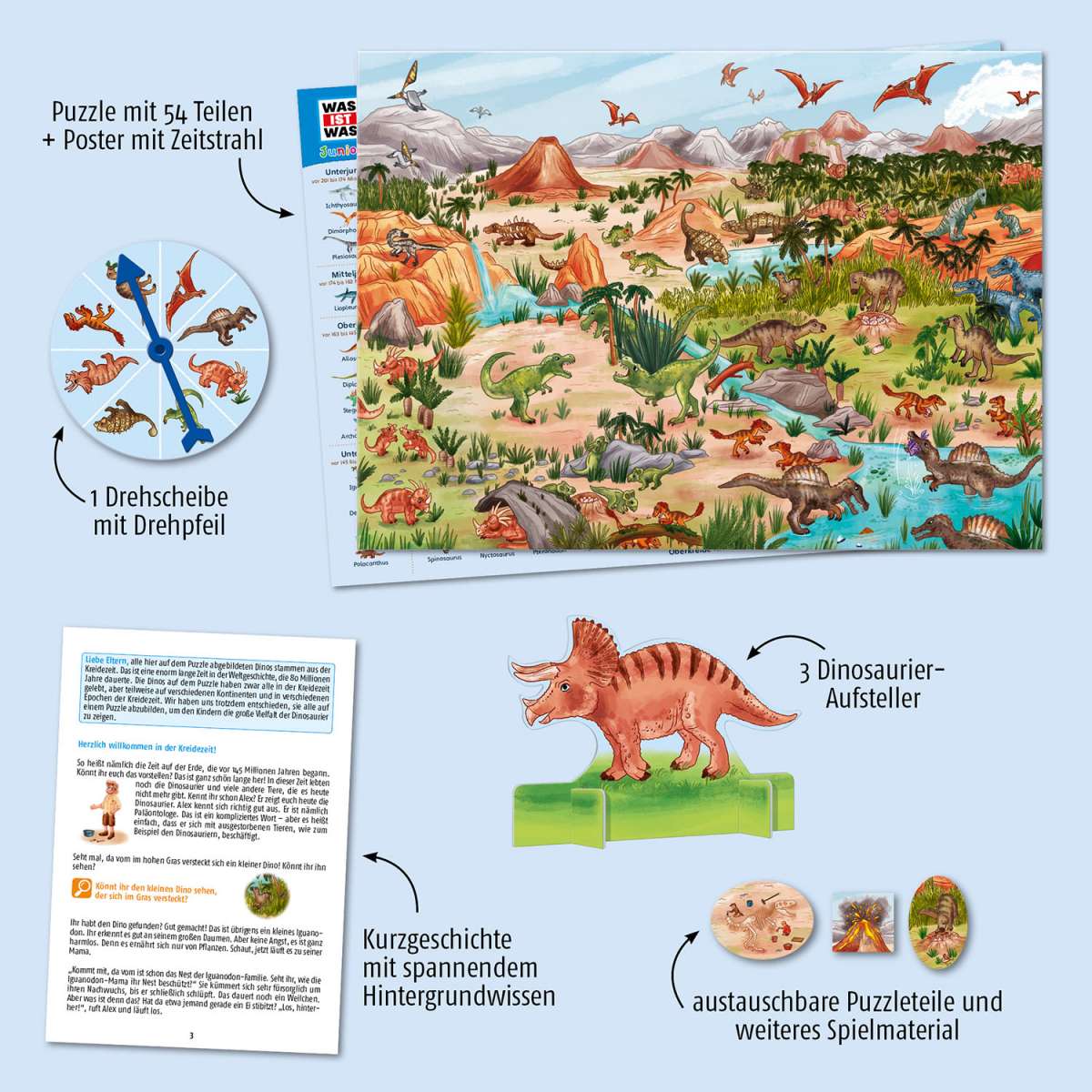 Puzzle KOSMOS Wissenspuzzle: WAS IST WAS junior - Entdecke die Dinosaurier