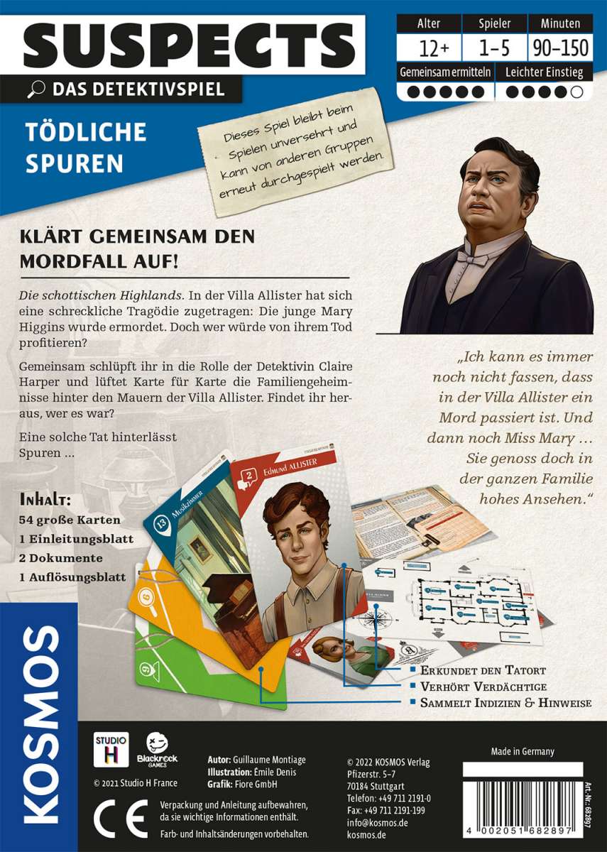 Rätselspiel KOSMOS Suspects: Tödliche Spuren