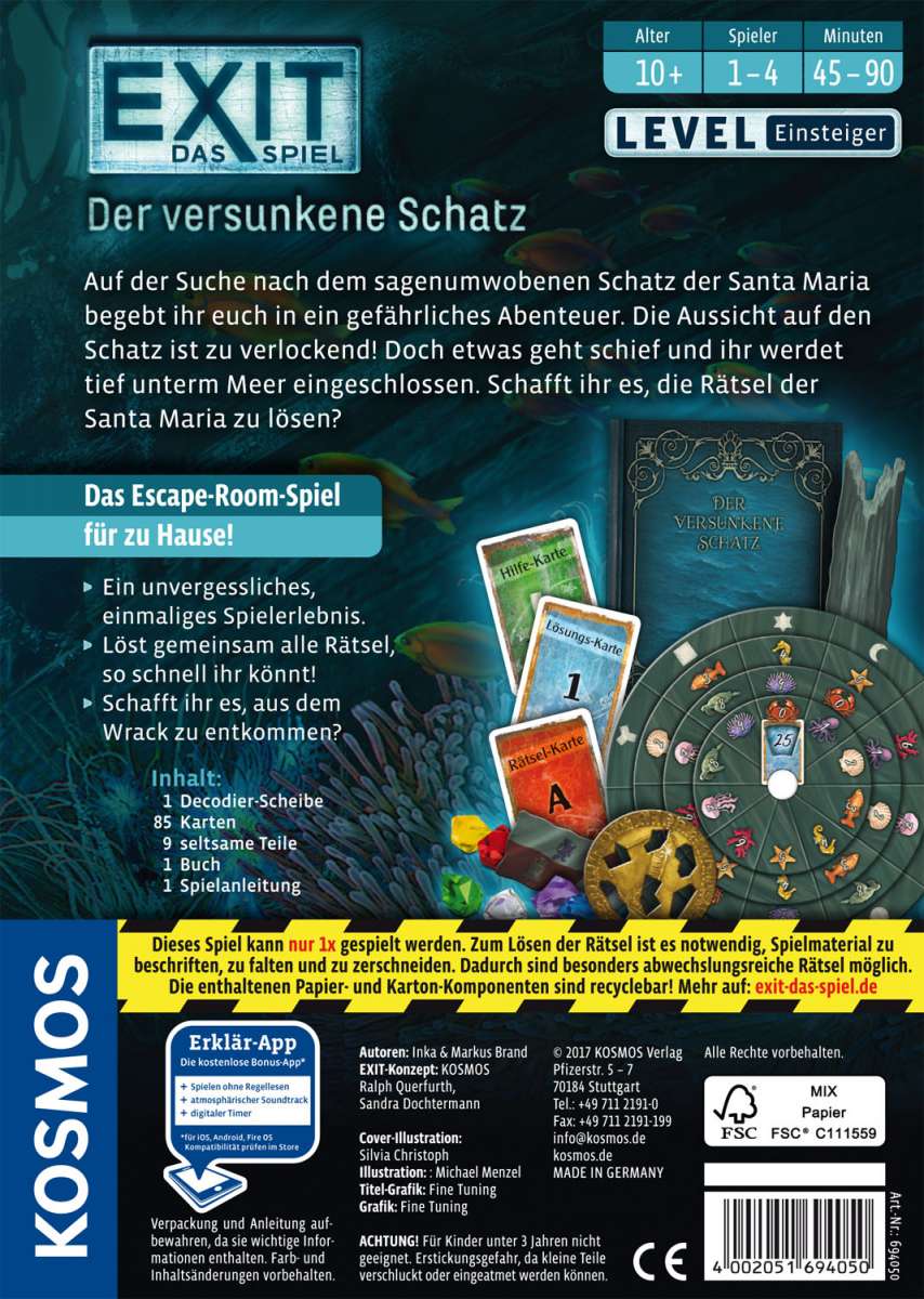 Rätselspiel KOSMOS EXIT Das Spiel - Der versunkene Schatz