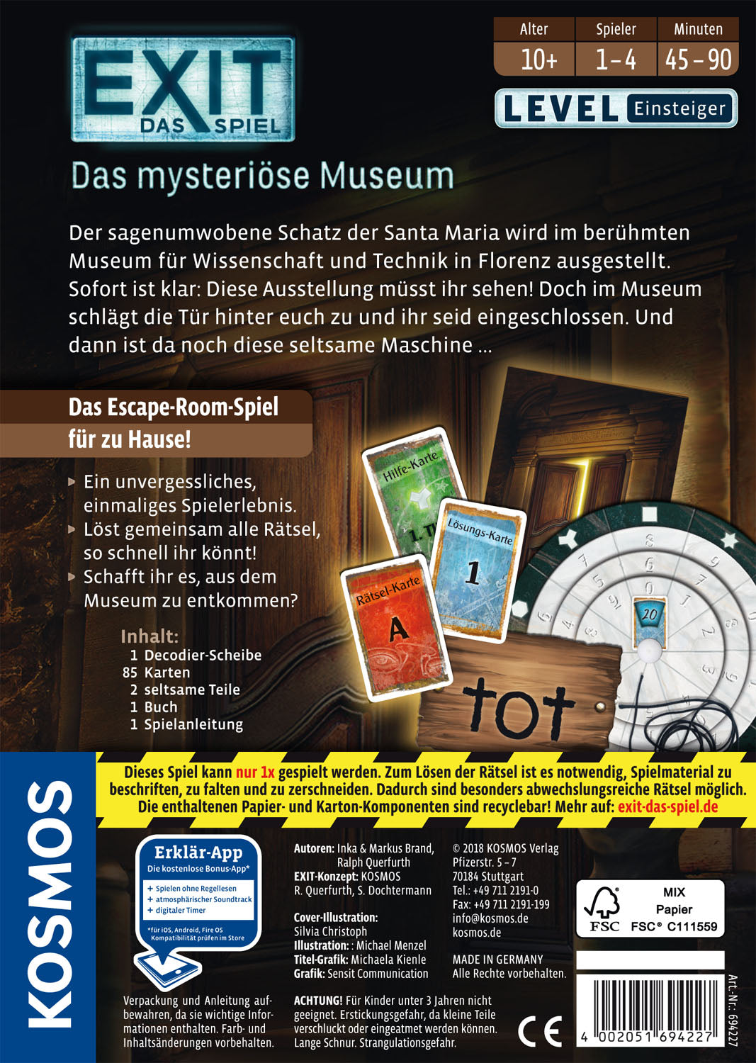 Rätselspiel KOSMOS EXIT Das Spiel - Das mysteriöse Museum