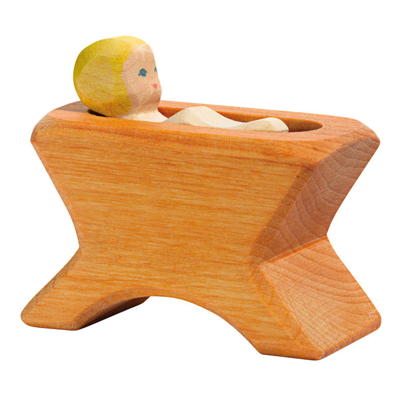 Holztiere & Figuren Ostheimer Holzspielzeug Krippe m. Kind 2-tlg.