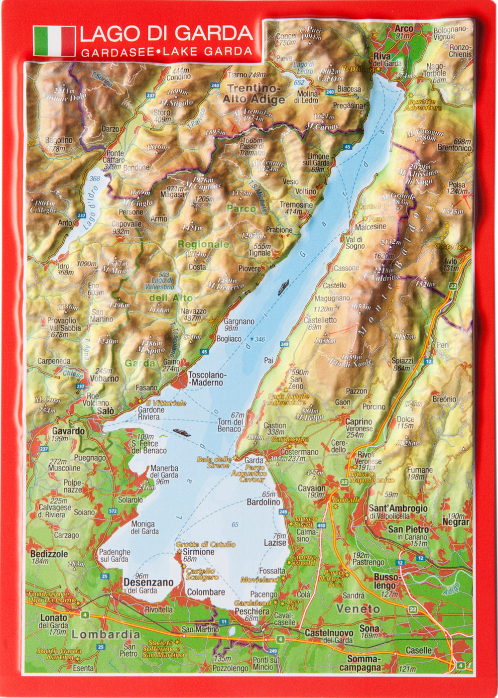 Reliefkarten georelief Reliefpostkarte Gardasee