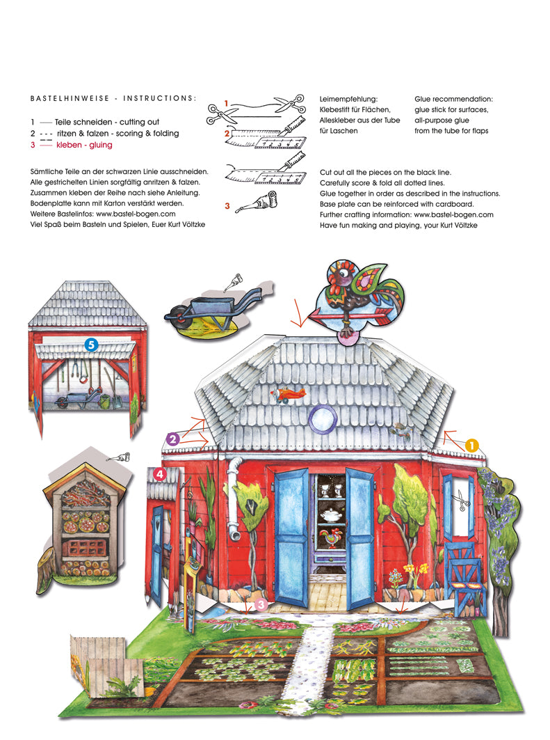 Papiermodellbau Atelier Color Garten Bastelbogen