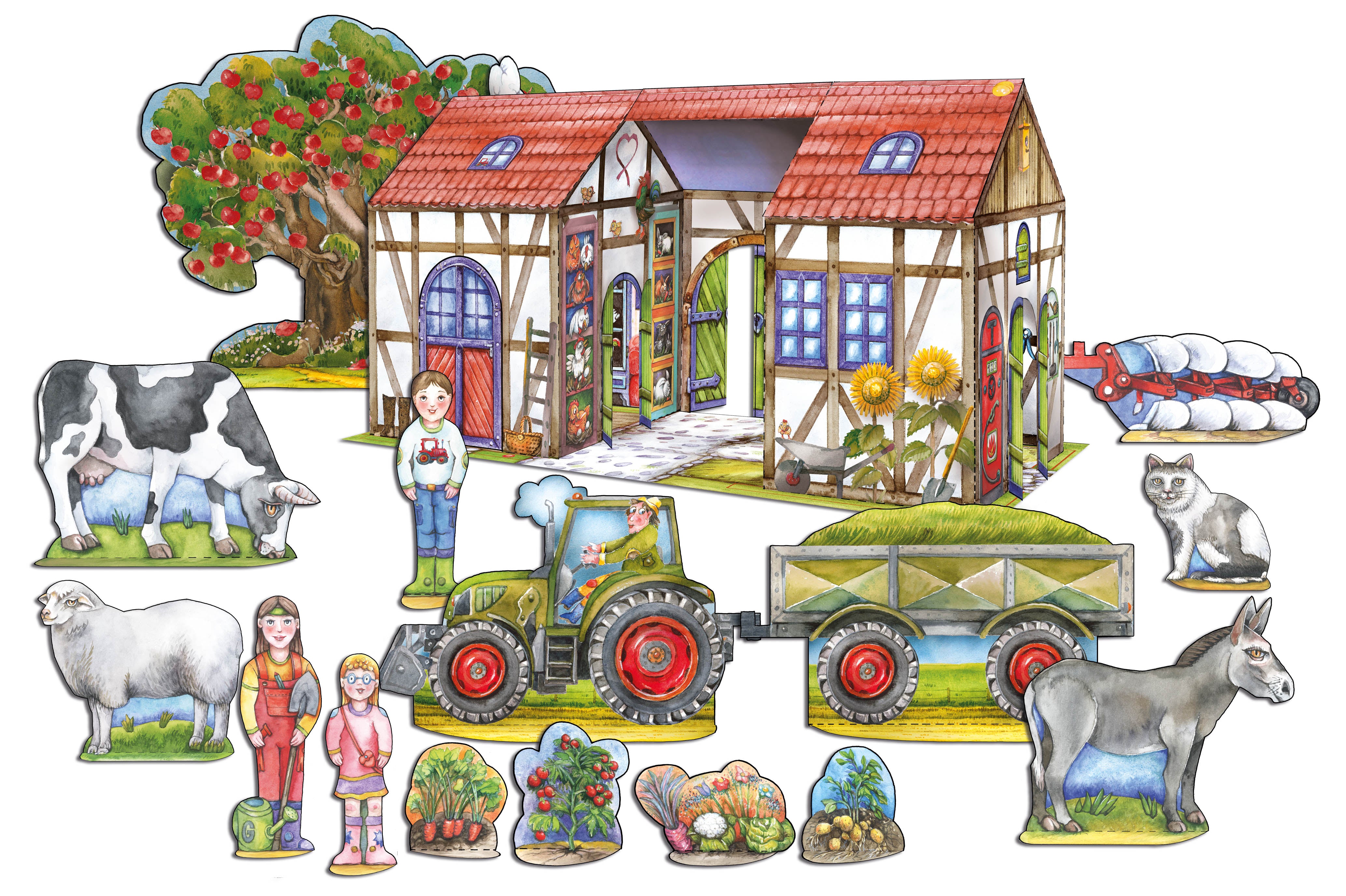 Papiermodellbau Atelier Color Bauernhof Bastelbogen