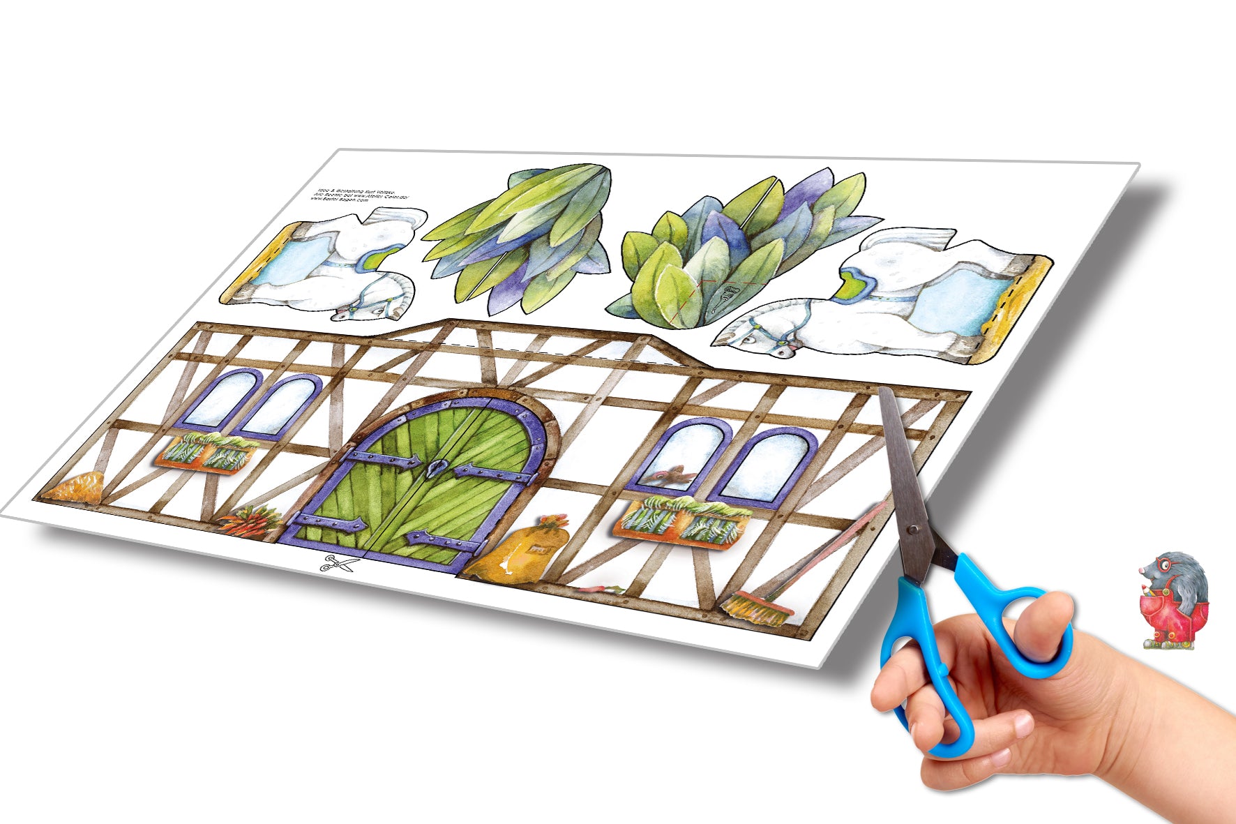 Papiermodellbau Atelier Color Reiterhof Bastelbogen