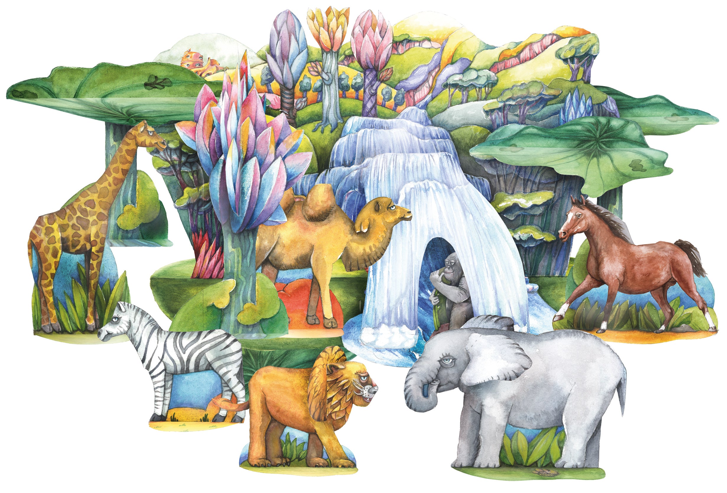 Papiermodellbau Atelier Color Park der Tiere Bastelbogen