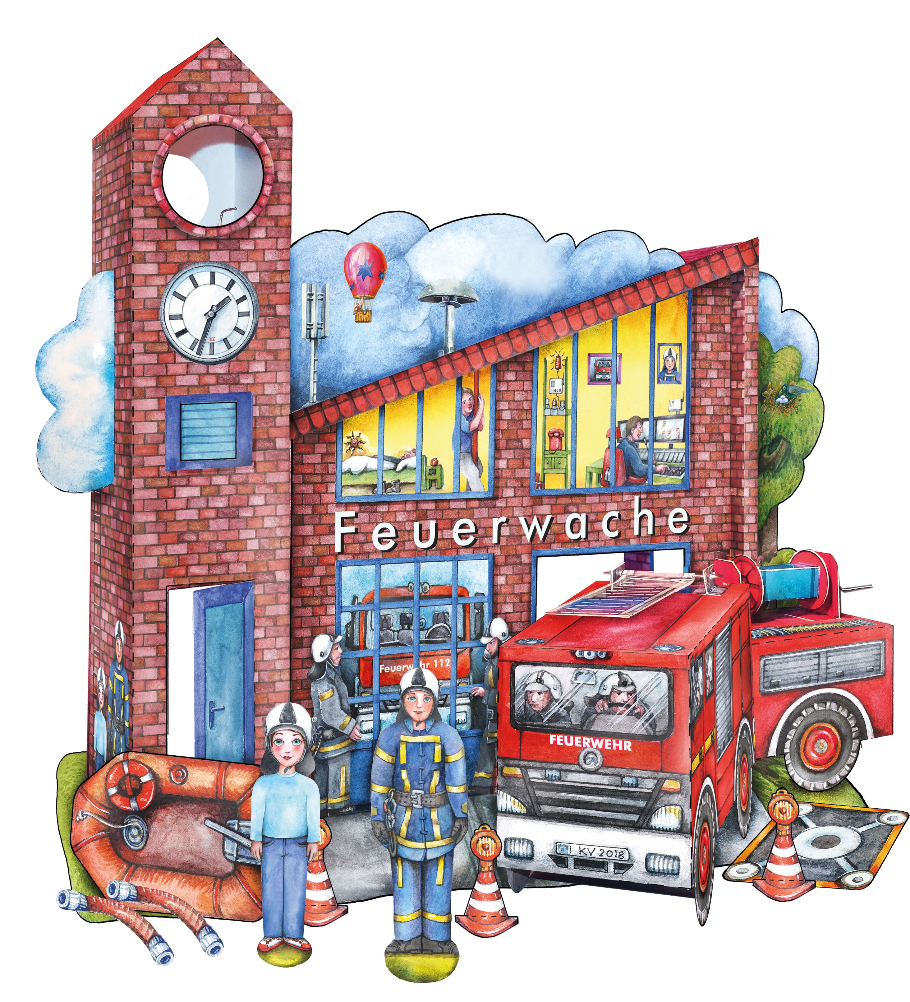 Papiermodellbau Atelier Color Feuerwache Bastelbogen