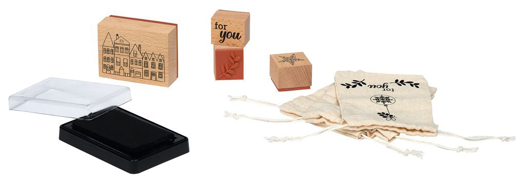 Textilstempel-Set mit Geschenkbeuteln