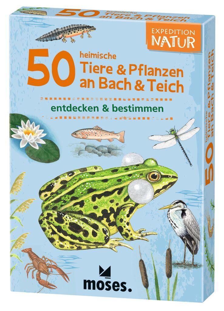Moses 50 Karten / Pocket Quiz Moses Verlag Expedition Natur 50 heimische Tiere & Pflanzen an Bach & Teich
