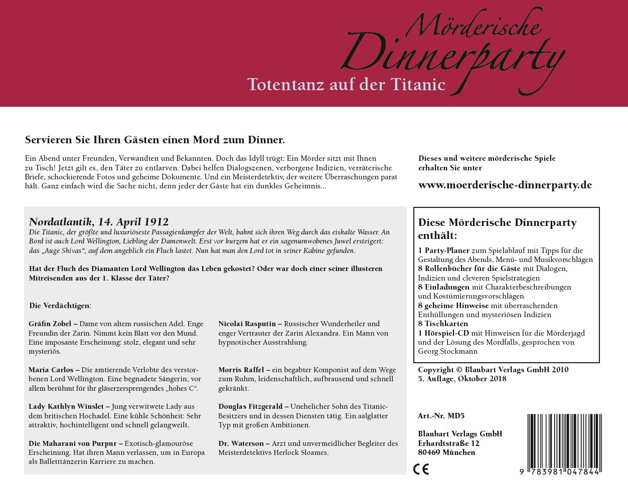 Spiel Pegasus Spiele Mörderische Dinnerparty: Totentanz auf der Titanic