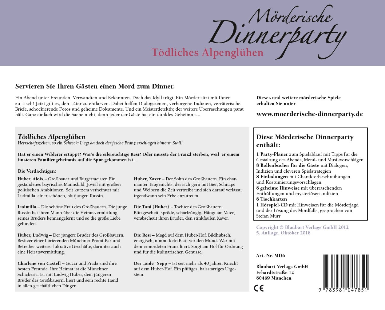 Spiel Pegasus Spiele Mörderische Dinnerparty: Tödliches Alpenglühen