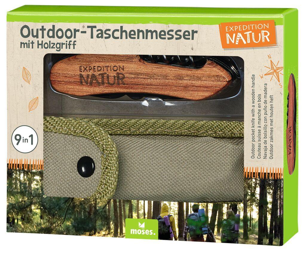 Expedition Natur Outdoor-Taschenmesser mit Holzgriff - WELTENTDECKER