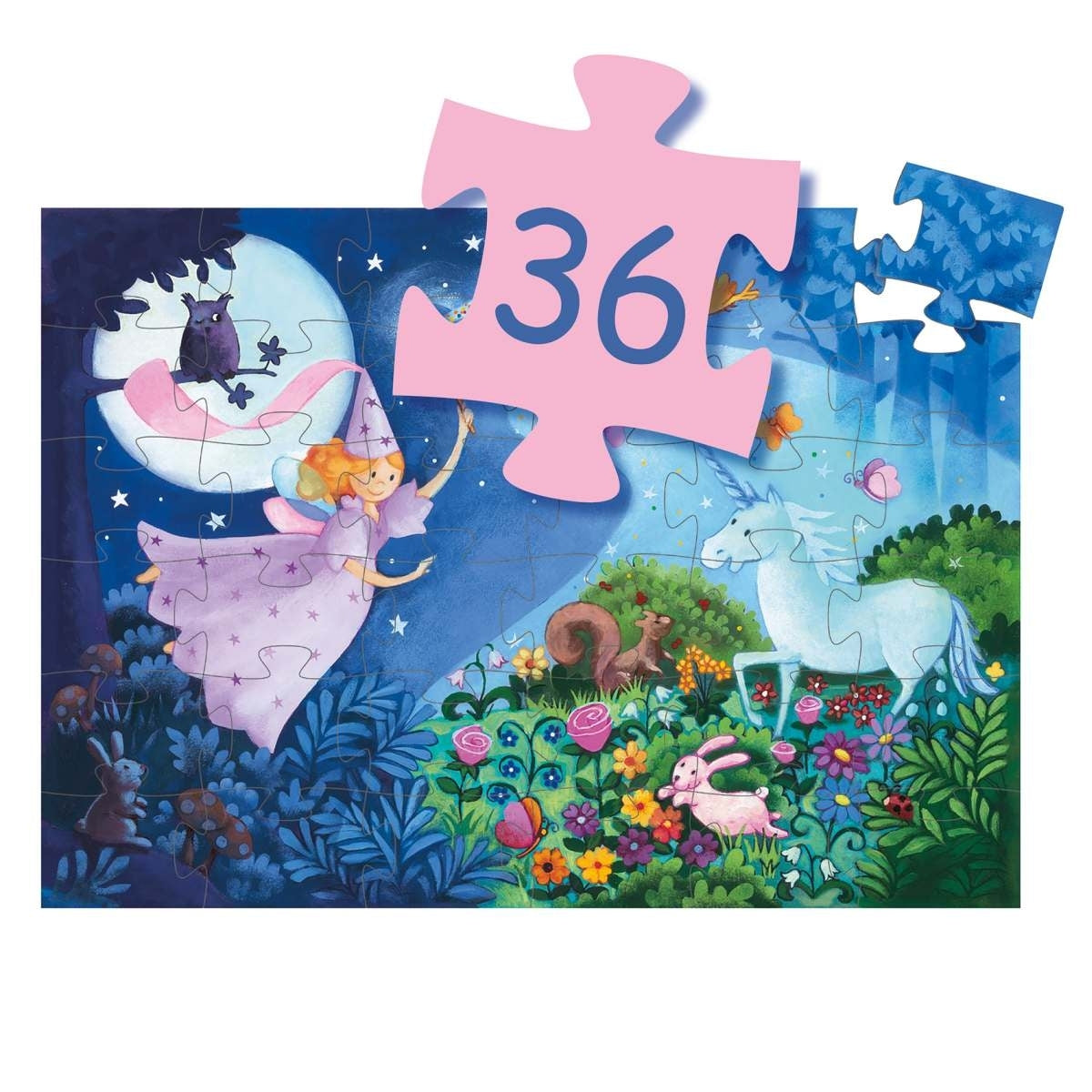 Puzzle DJECO Formen Puzzle: Die Fee und das Einhorn - 36 Stk