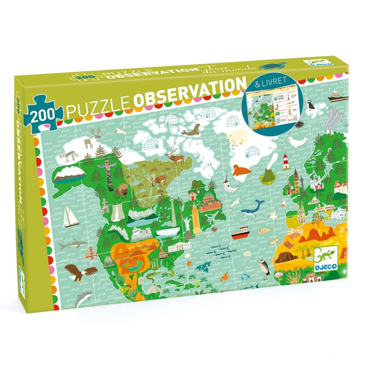 Puzzle DJECO Entdeckerpuzzle Reise um die Welt - 200 Teile