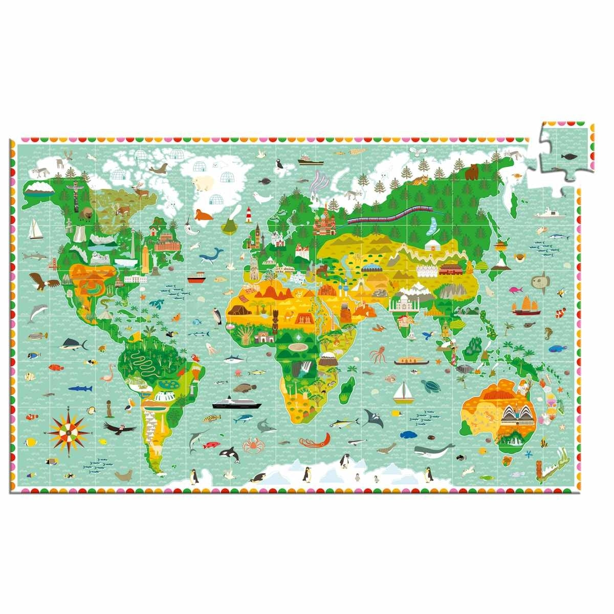 Puzzle DJECO Entdeckerpuzzle Reise um die Welt - 200 Teile