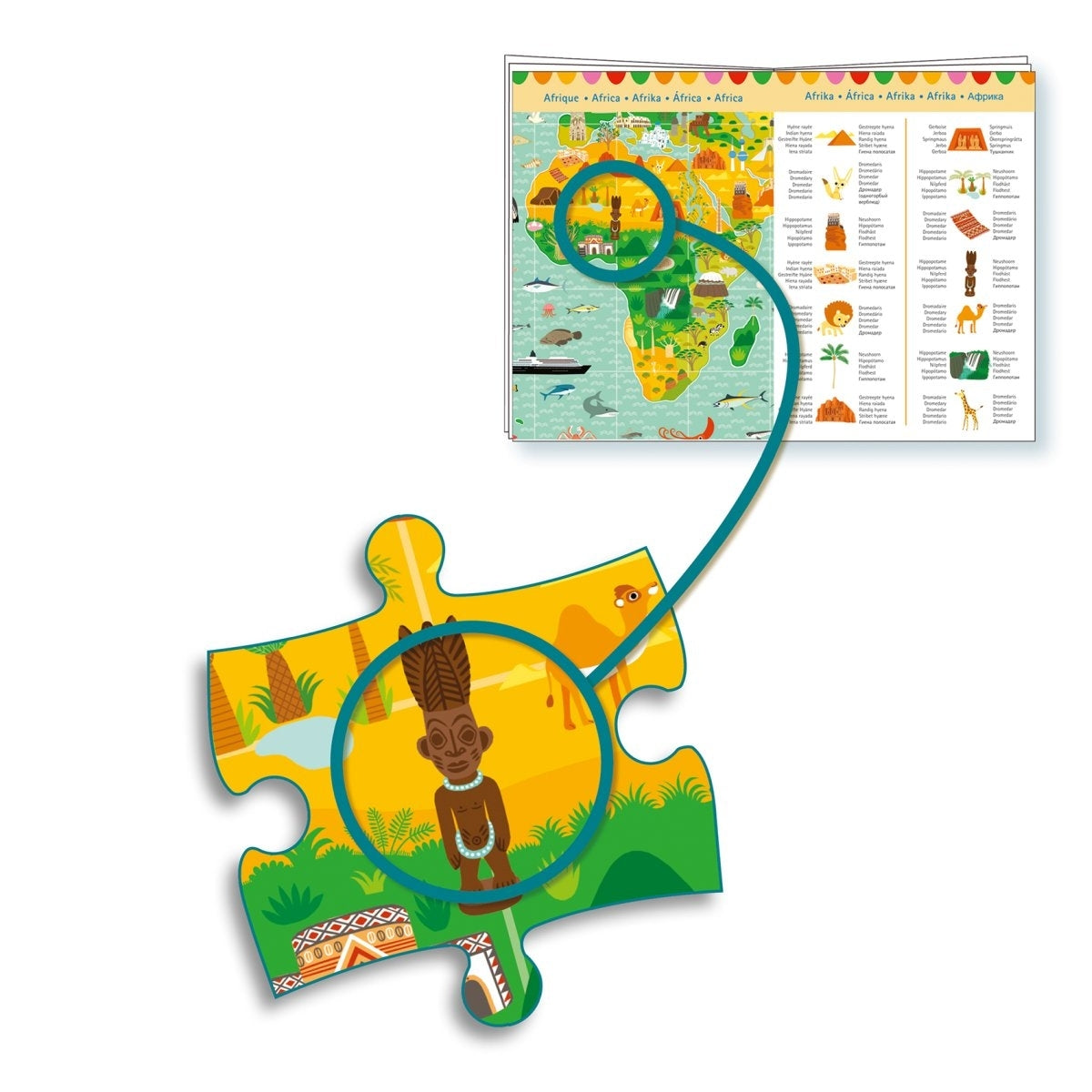 Puzzle DJECO Entdeckerpuzzle Reise um die Welt - 200 Teile