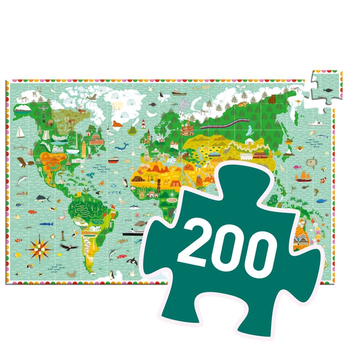 Puzzle DJECO Entdeckerpuzzle Reise um die Welt - 200 Teile
