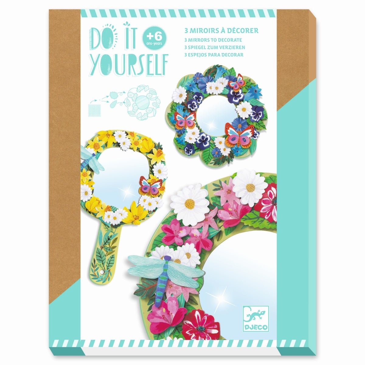 Basteln DJECO Spiegel zum Verzieren Pretty Flowers