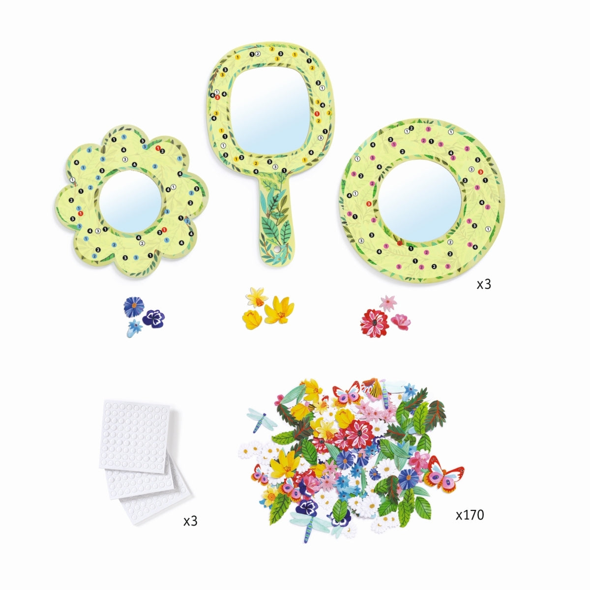Basteln DJECO Spiegel zum Verzieren Pretty Flowers