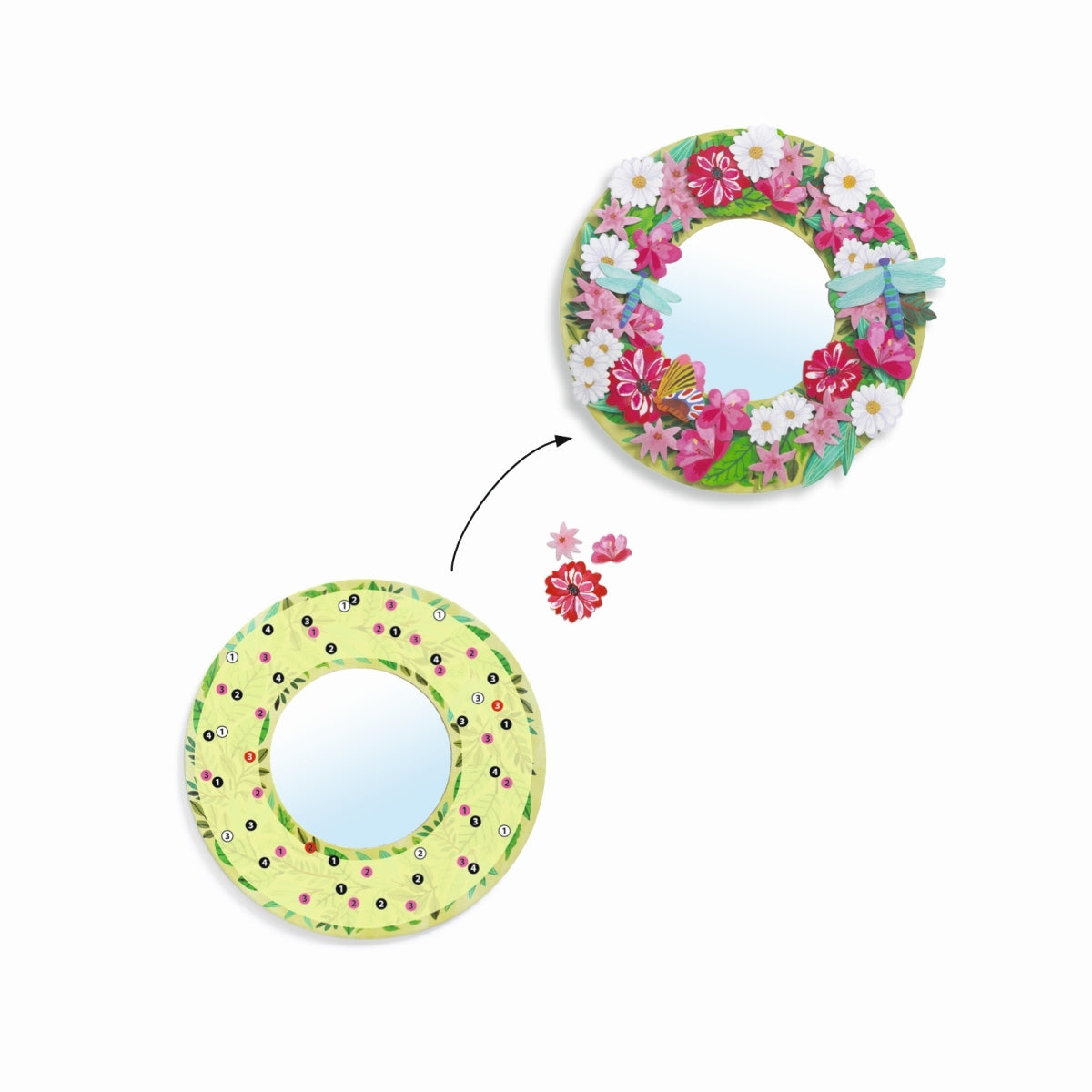 Basteln DJECO Spiegel zum Verzieren Pretty Flowers