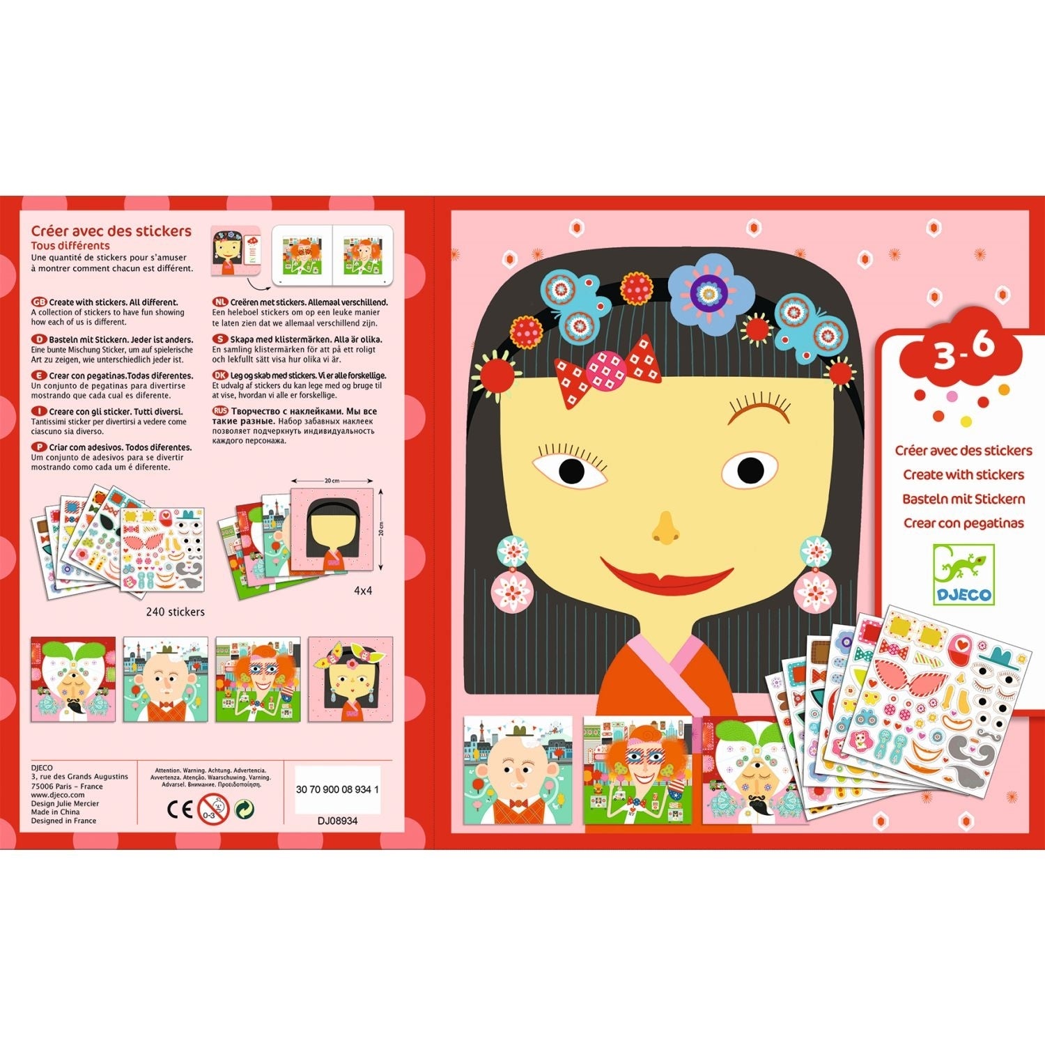 Basteln DJECO Stickerbild : Jeder ist anders