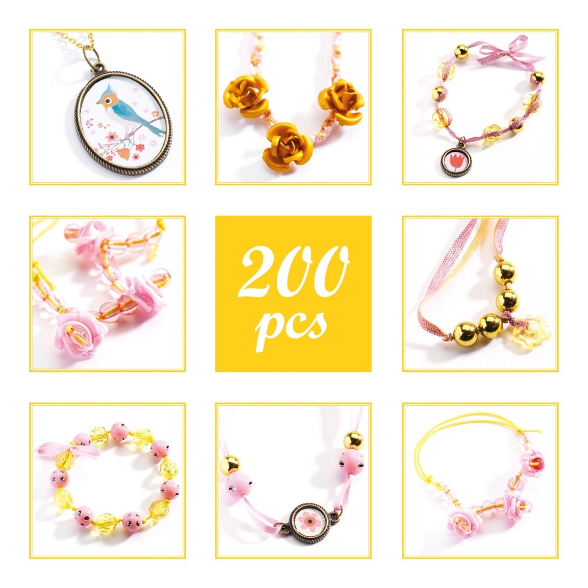 Basteln DJECO Schmuck basteln: Perlen und Blumen