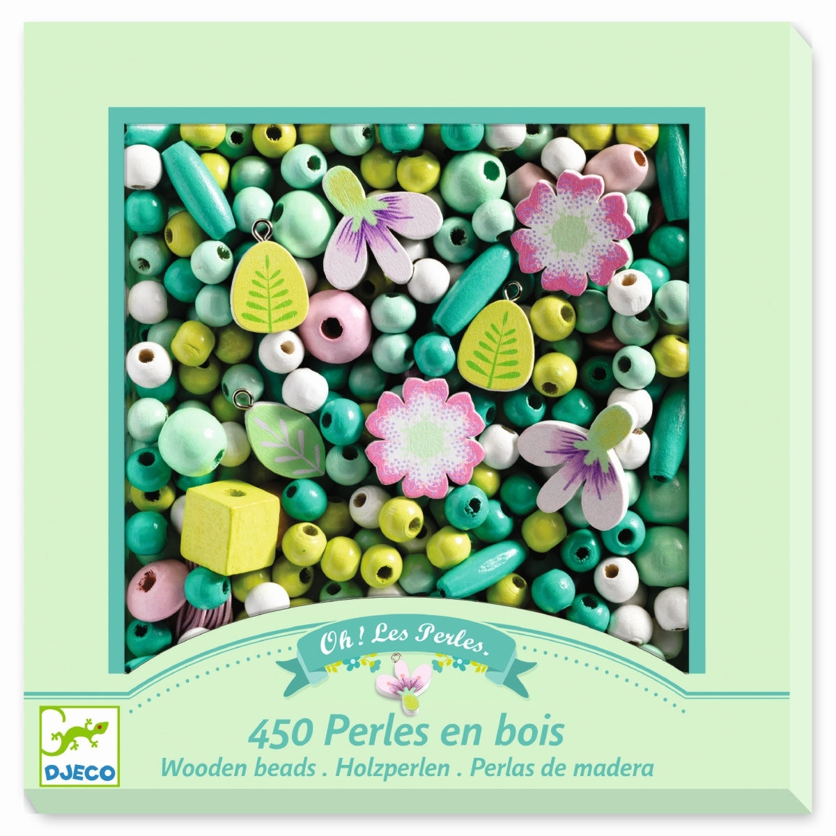 Basteln DJECO Schmuck basteln: Holzperlen- Blätter und Blumen