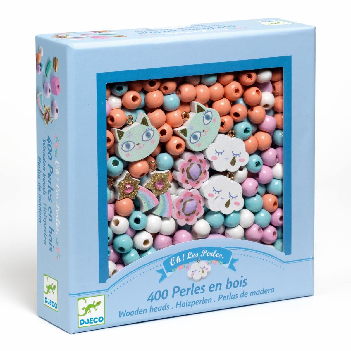 Basteln DJECO Schmuck basteln: Holzperlen Regenbogen