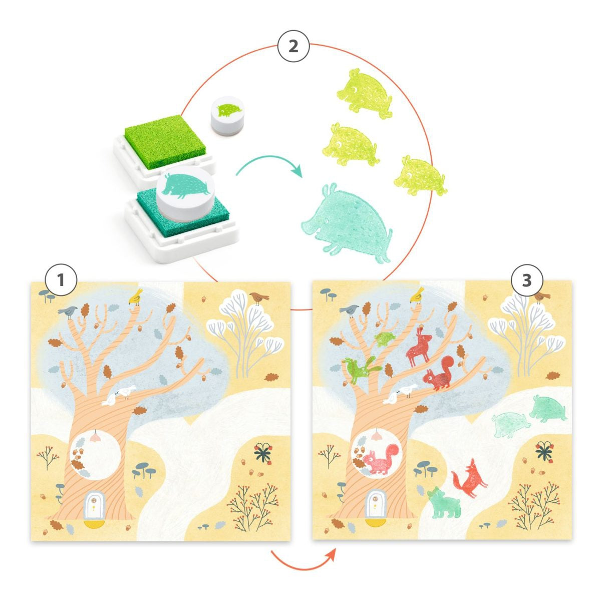 Malen DJECO Stempel 3-6: Zu Besuch