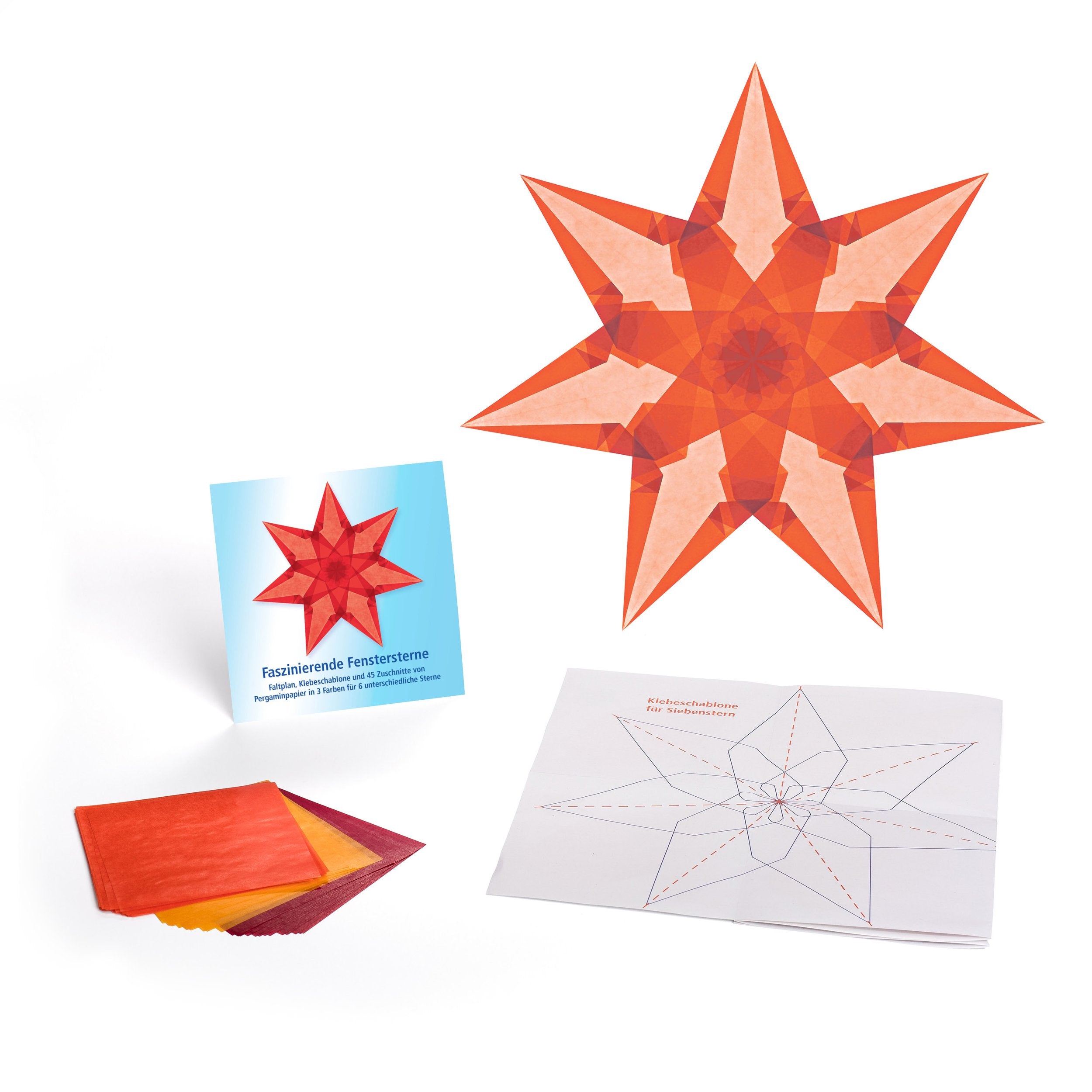 Basteln Fensterstern Faszinierende Fenstersterne (Karminrot, Sonnengelb, Orange)