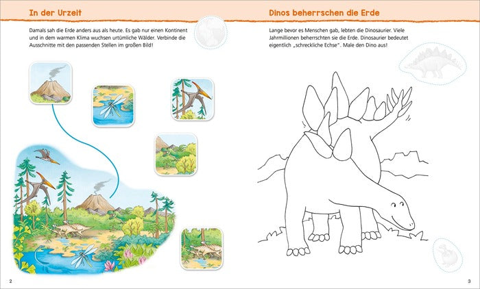 WAS IST WAS Kindergarten. Malen Rätseln Stickern. Bei den Dinosauriern