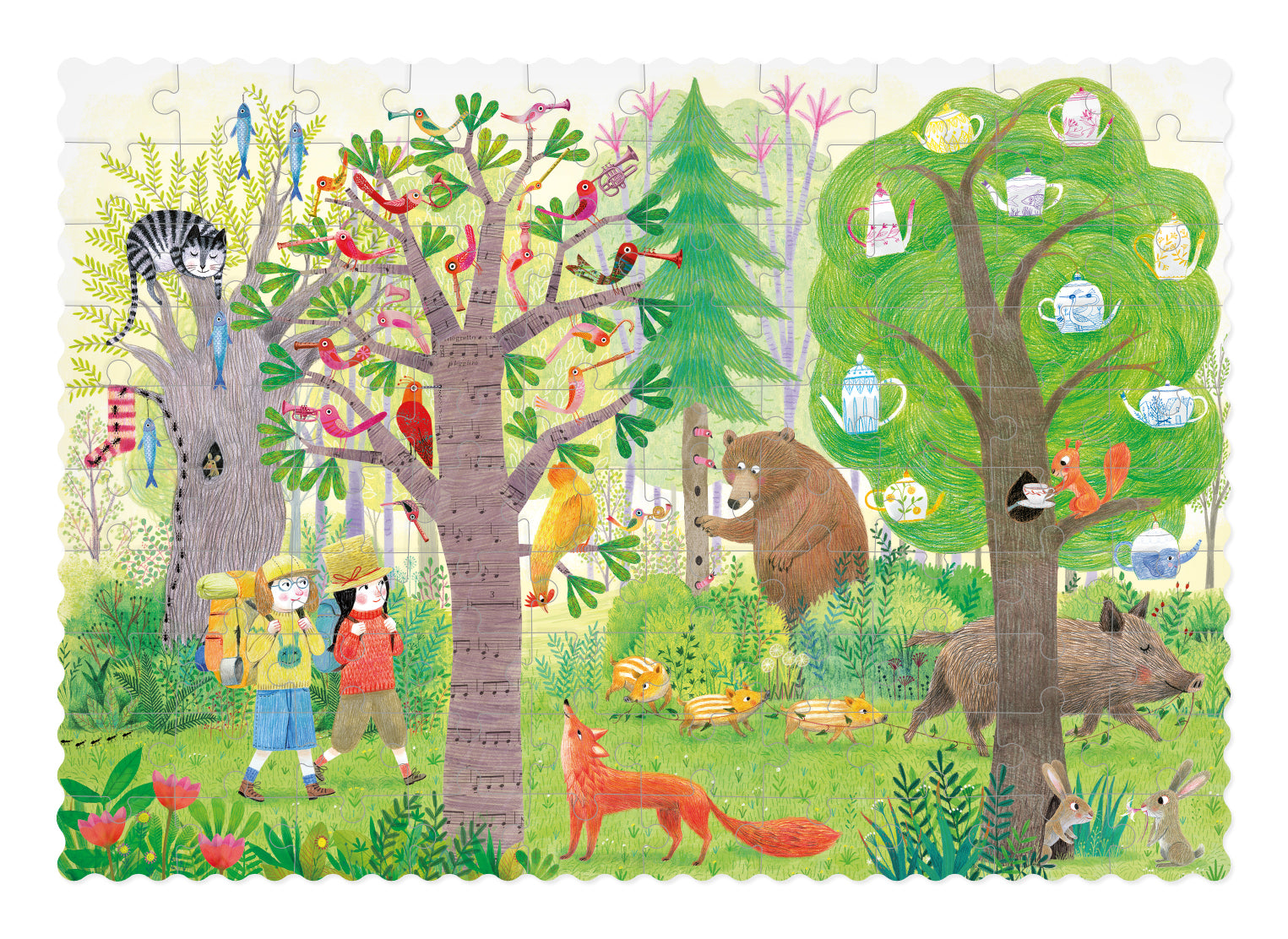 Puzzle Londji Pocket Puzzle - Night&Day in the Forest -100 pcs
