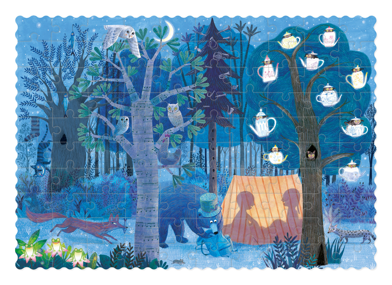 Puzzle Londji Pocket Puzzle - Night&Day in the Forest -100 pcs