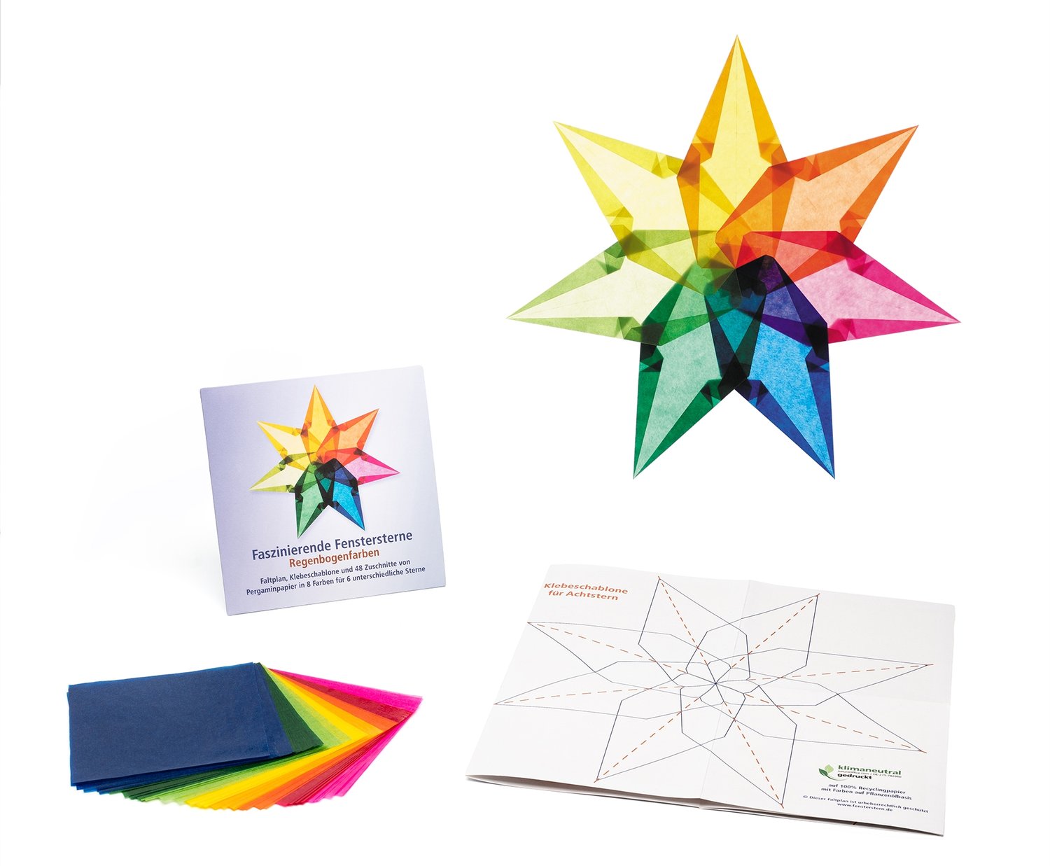 Basteln Fensterstern Faszinierende Fenstersterne (Regenbogenfarben)
