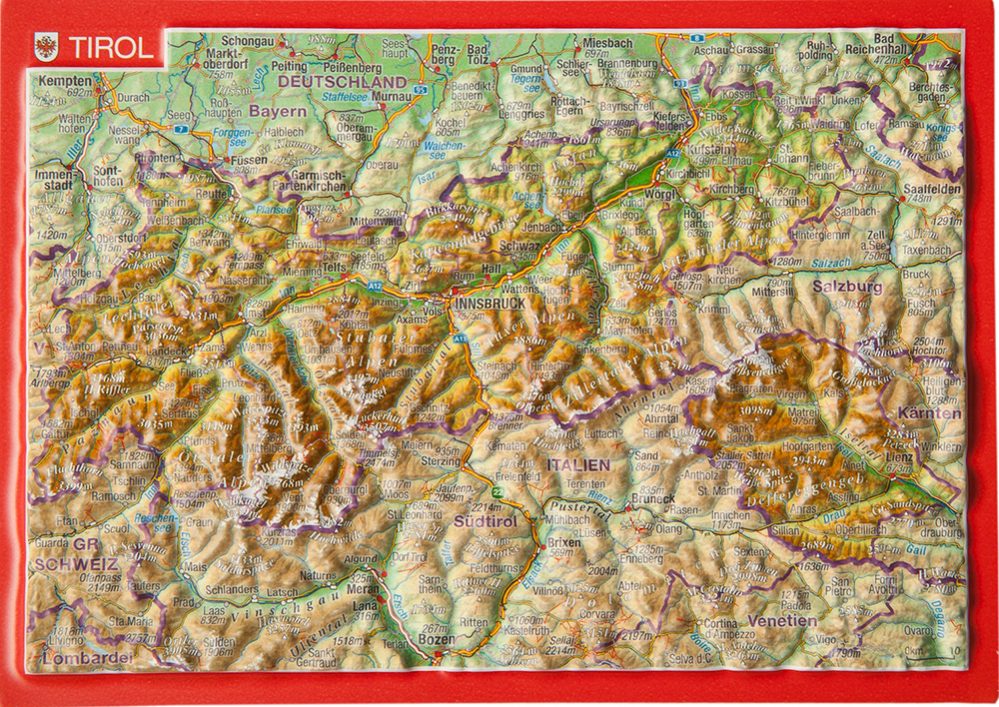 Reliefkarten georelief Reliefpostkarte Tirol