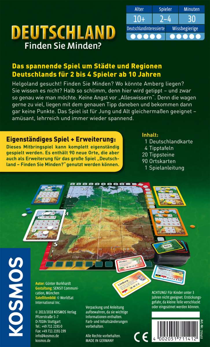Gesellschaftsspiel KOSMOS Deutschland - Finden Sie Minden? (Mitbringspiel)