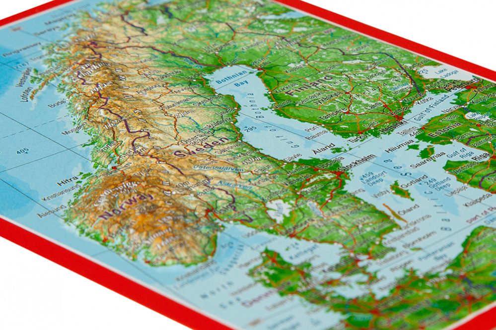 Reliefkarten georelief Reliefpostkarte Skandinavien