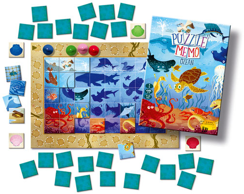 Gesellschaftsspiel Drei Hasen in der Abendsonne Puzzle-Memo Ozean