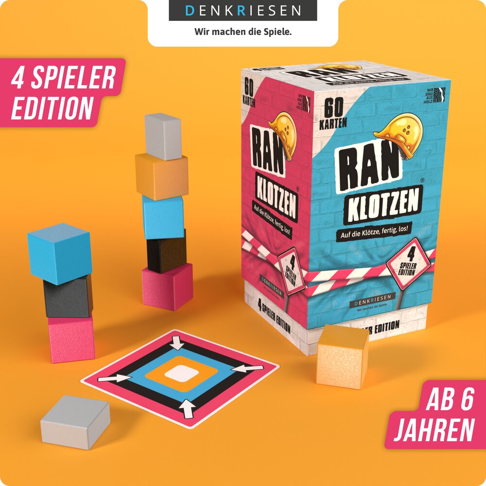 Wissensspiel Denkriesen RANKLOTZEN - „Auf die Klötze, fertig, los!“ - 4 Spieler Edition