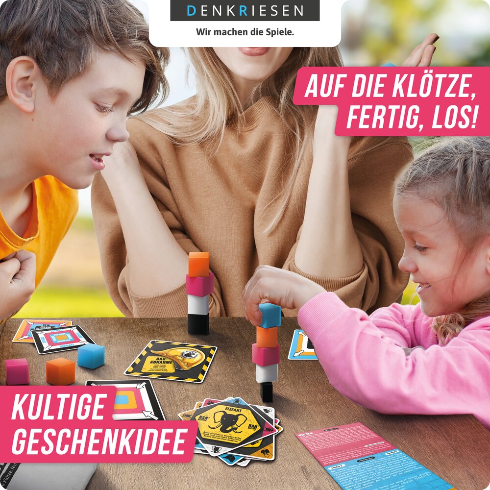 Wissensspiel Denkriesen RANKLOTZEN - „Auf die Klötze, fertig, los!“ - 4 Spieler Edition