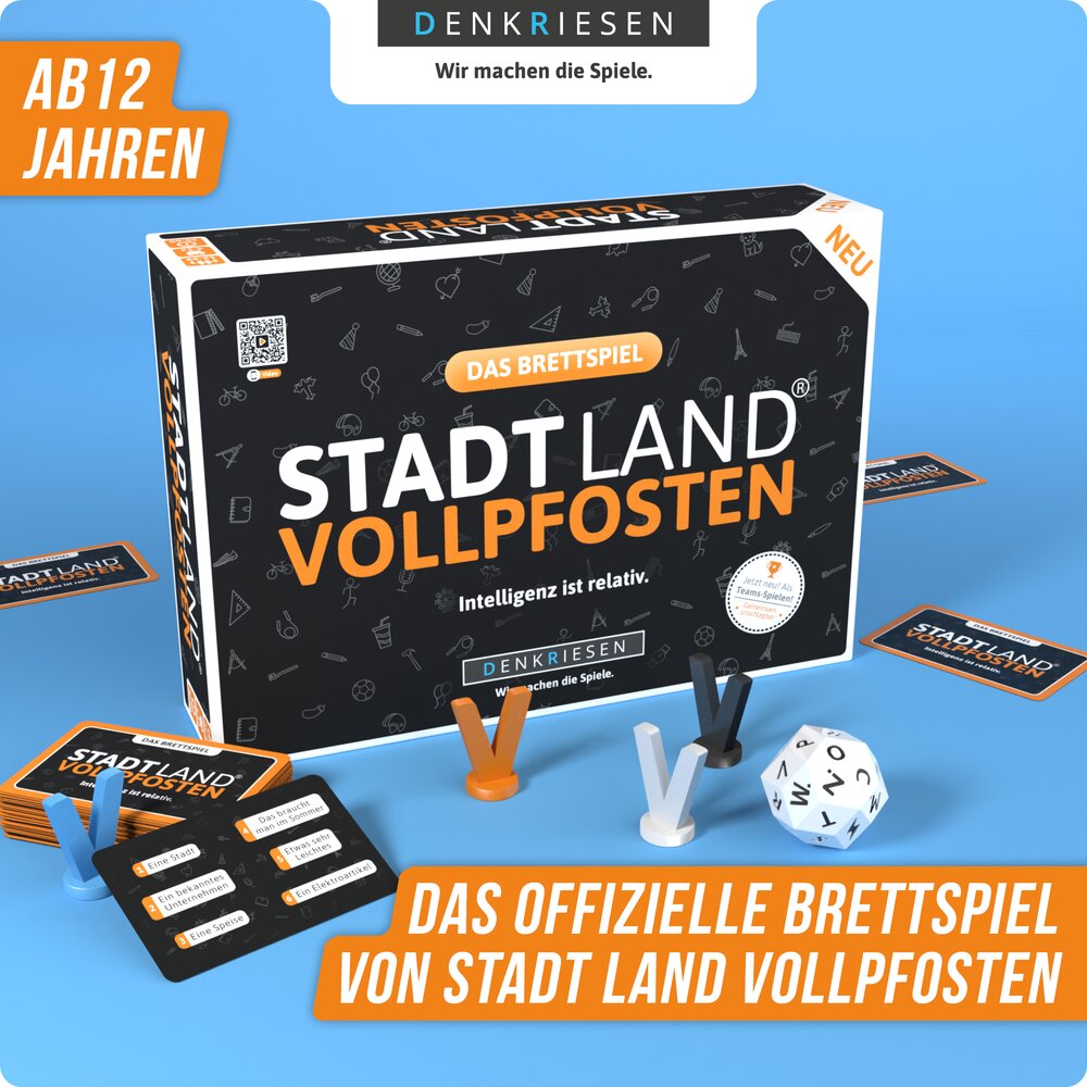 Wissensspiel Denkriesen STADT LAND VOLLPFOSTEN® - Brettspiel - "Intelligenz ist relativ."