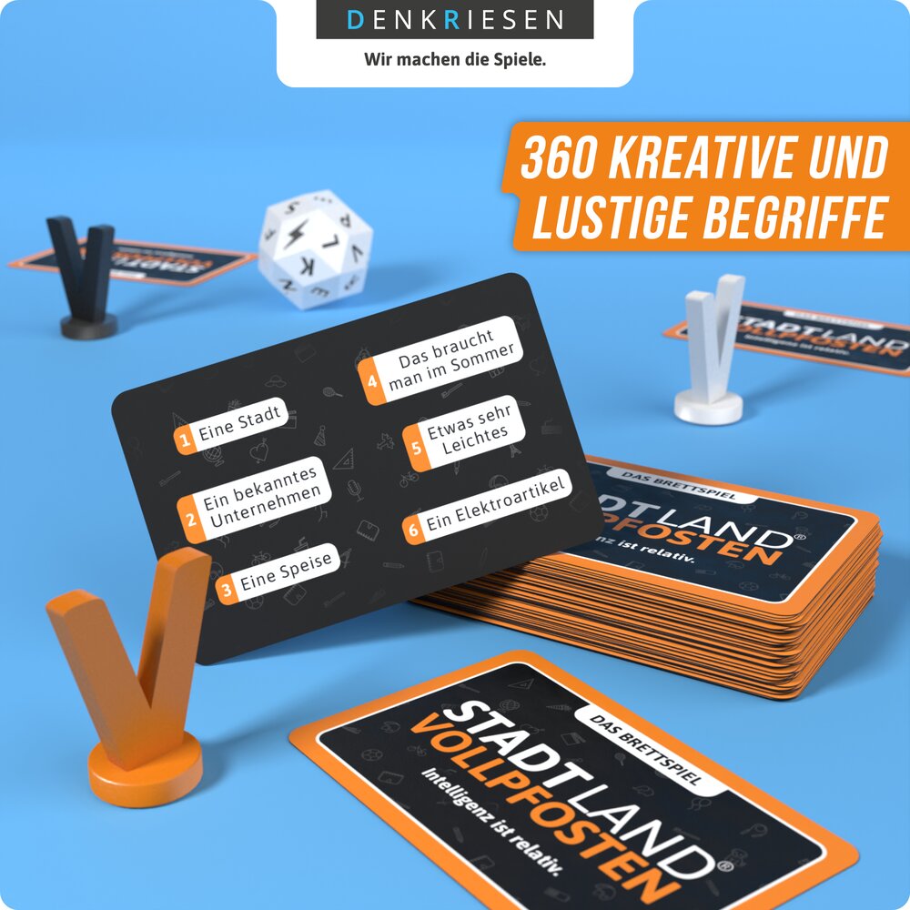 Wissensspiel Denkriesen STADT LAND VOLLPFOSTEN® - Brettspiel - "Intelligenz ist relativ."
