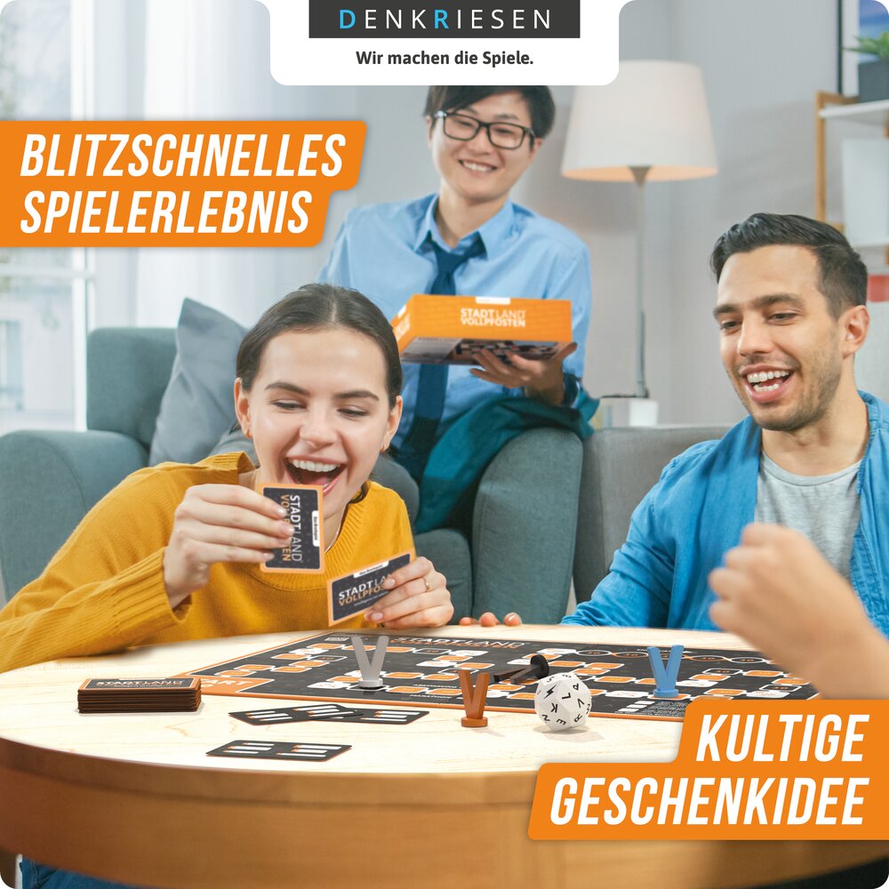 Wissensspiel Denkriesen STADT LAND VOLLPFOSTEN® - Brettspiel - "Intelligenz ist relativ."