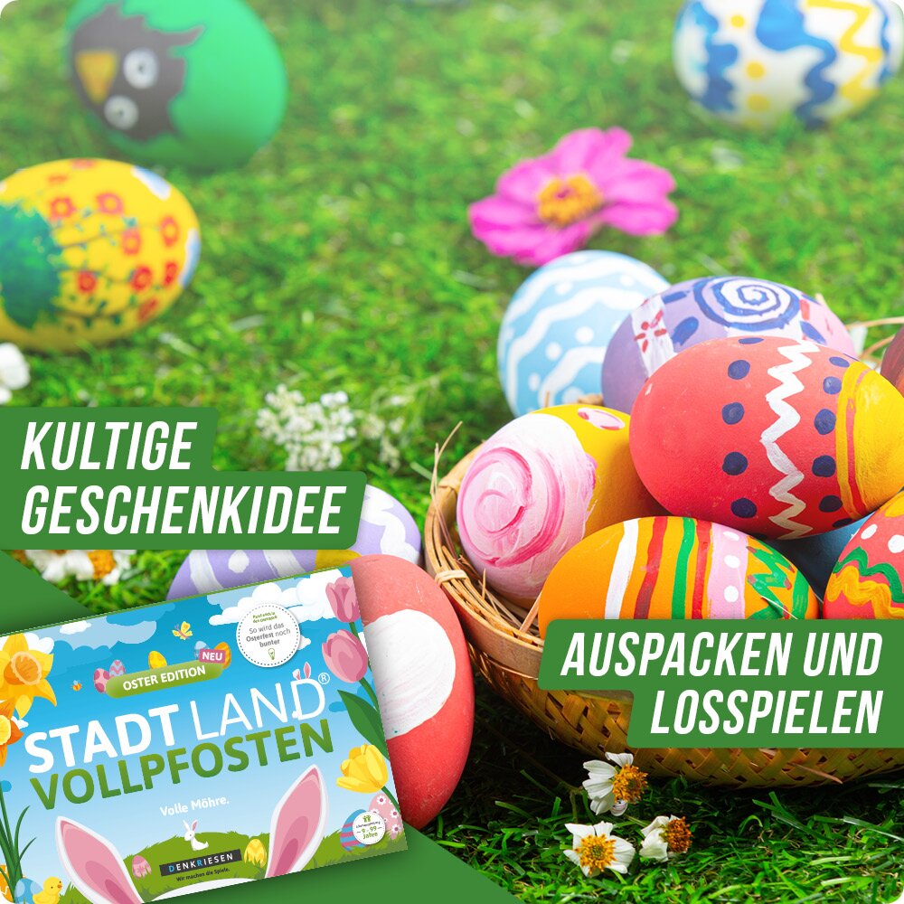 Wissensspiel Denkriesen STADT LAND VOLLPFOSTEN® - Oster Edition - "Volle Möhre."