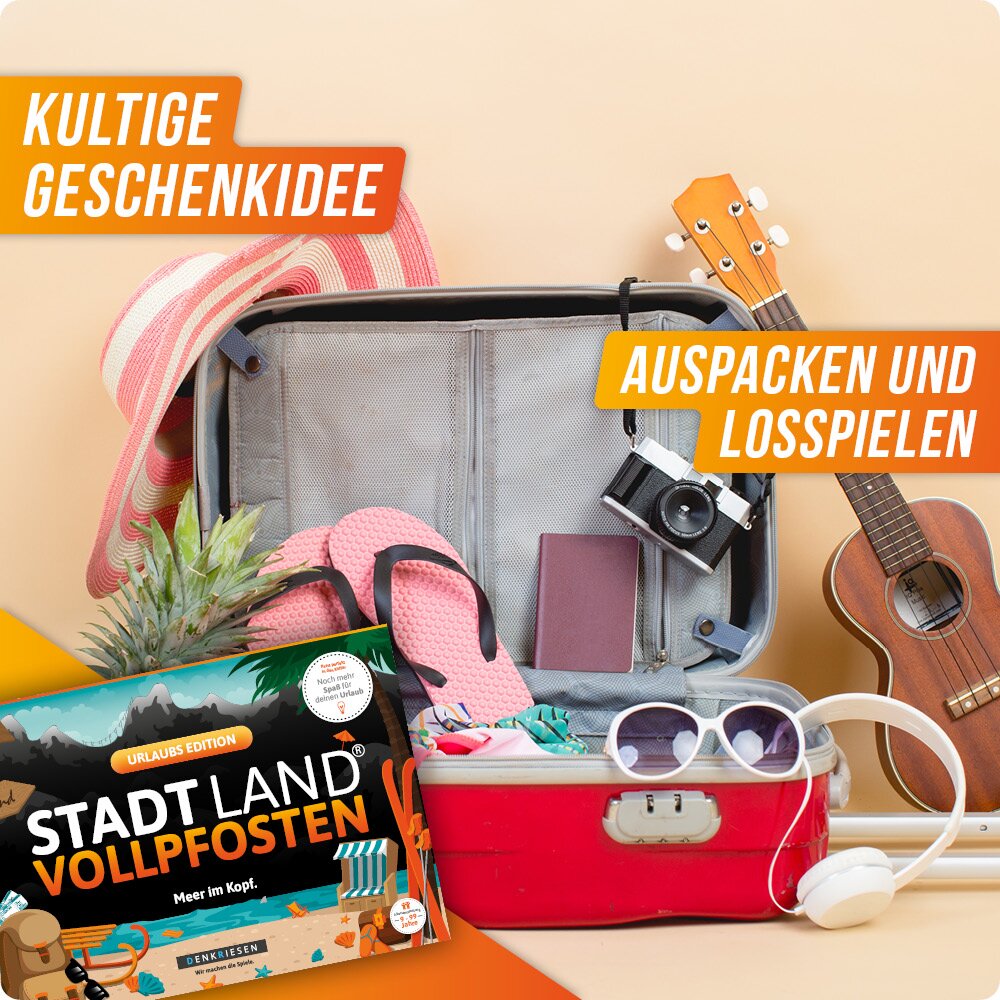 Wissensspiel Denkriesen STADT LAND VOLLPFOSTEN® - Urlaubs Edition - "Meer im Kopf."