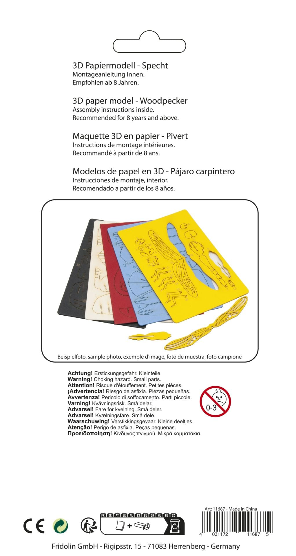 3D-Modell, Specht , Spezialkarton, gelasert