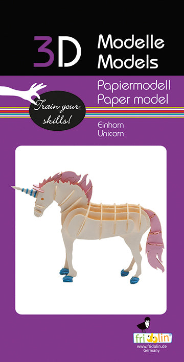 3D-Modell, Einhorn, Spezialkarton, gelasert