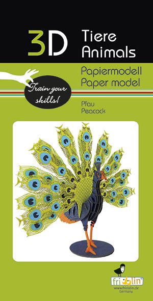 3D-Modell, Pfau, Spezialkarton, gelasert