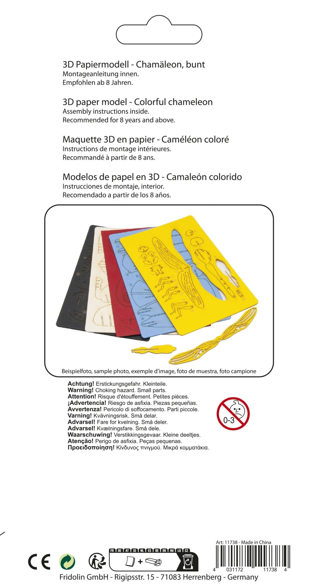 3D-Modell, Chamäleon, Spezialkarton, gelasert