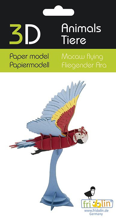 3D-Modell, fliegender Ara, gelasert